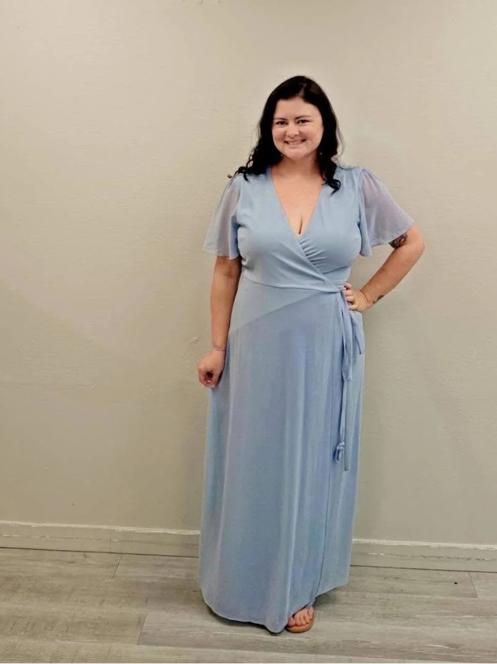 Show Me Your Mumu Light Blue Noelle Flutter Wrap Maxi Dress - Size XXL
